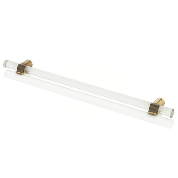 Snug glass cabinet handle with solid brass stems