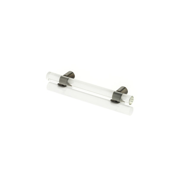 Snug glass cabinet handle with solid brass stems