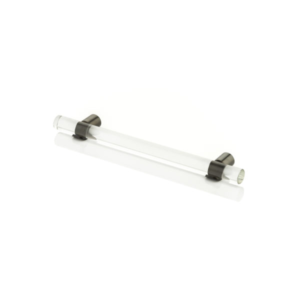 Snug glass cabinet handle with solid brass stems