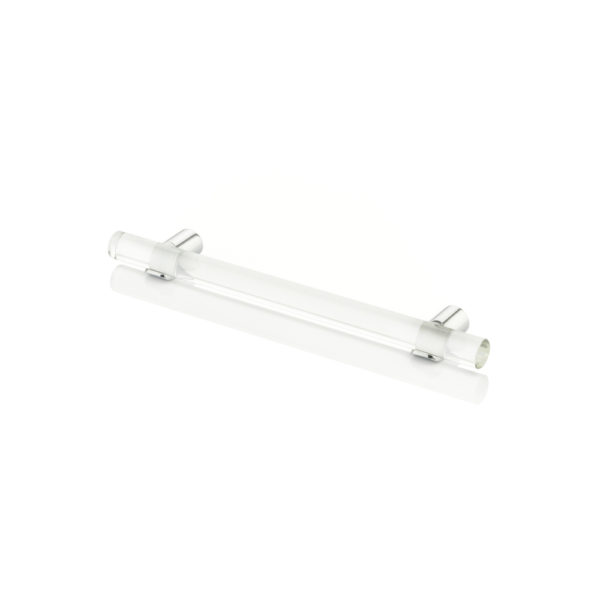 Snug glass cabinet handle with solid brass stems