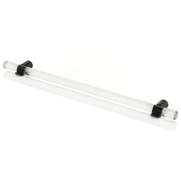 Snug glass cabinet handle with solid brass stems