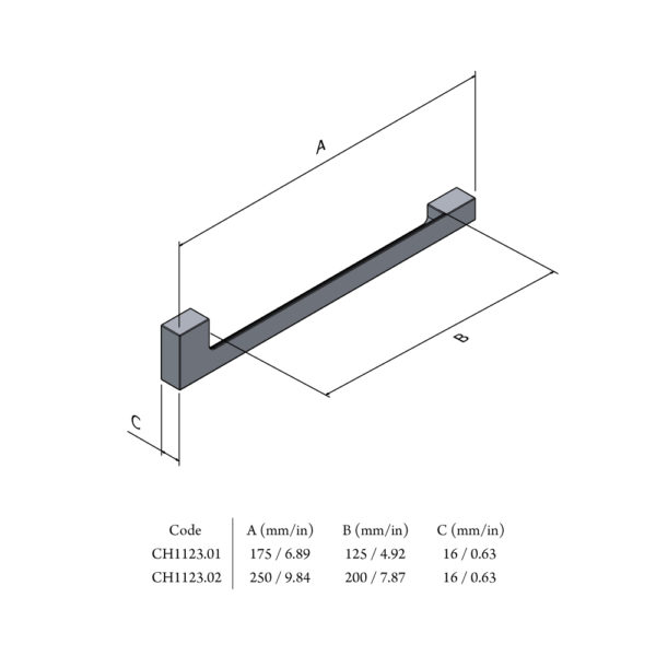 Rohe cabinet handle left hand