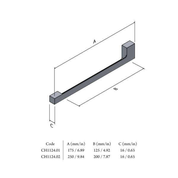Rohe cabinet handle right hand