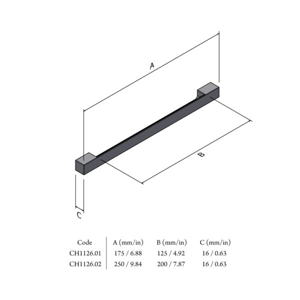 Rohe straight cabinet handle 