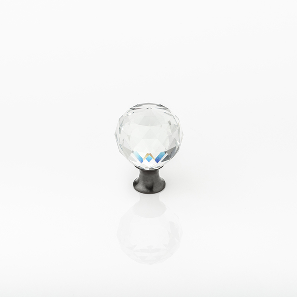 Betsy solid brass & faceted glass cabinet pull