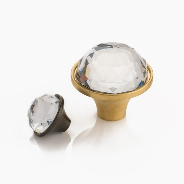 Portia solid brass & faceted glass cabinet pull