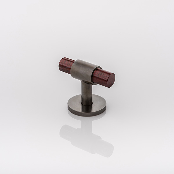 Collett T-bar solid brass & marble cabinet pull