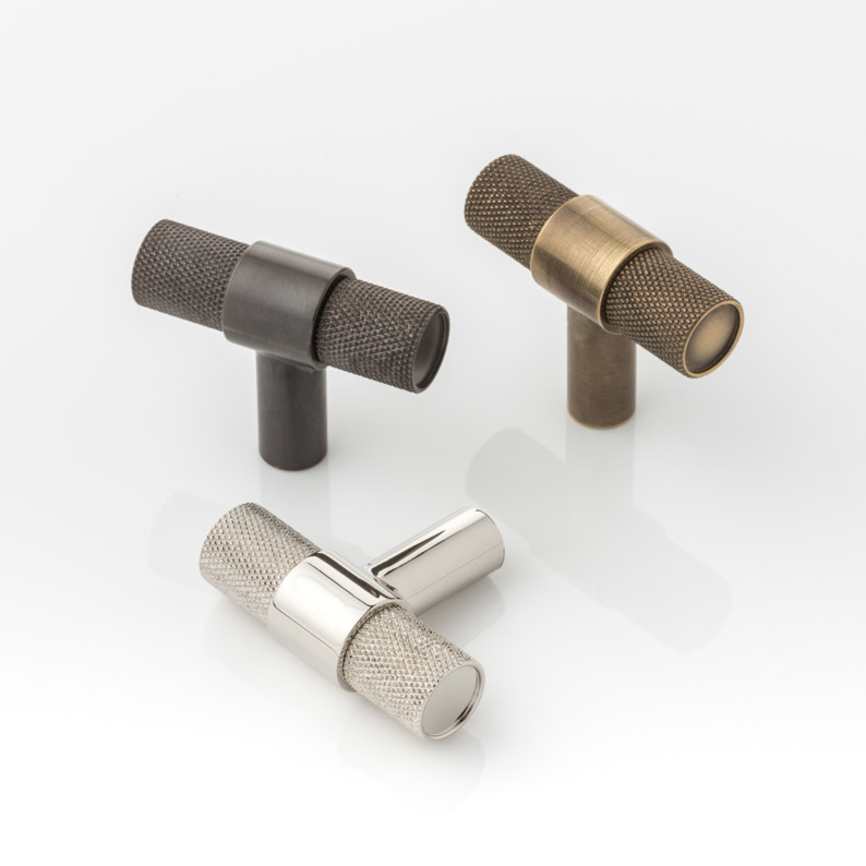 Montgomery T-bar cabinet pull with diamond knurl