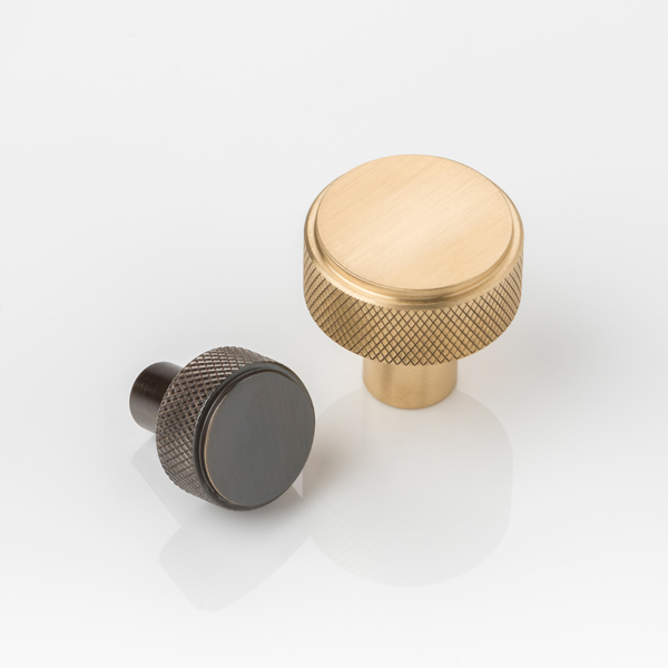 Montgomery solid brass cabinet pull with diamond knurl