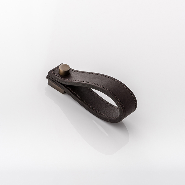 Jesse II leather and solid brass cabinet pull 