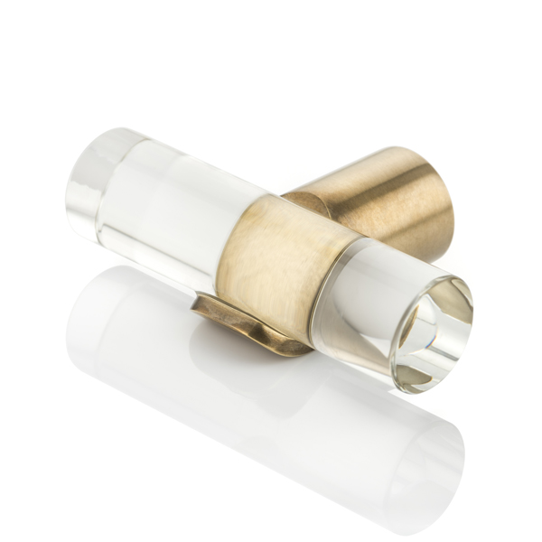 Snug T-Bar Solid Brass & Glass Cabinet Pull