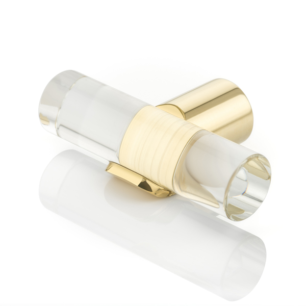 Snug T-Bar Solid Brass & Glass Cabinet Pull