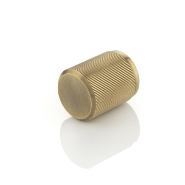 Volume solid brass cabinet pull with linear knurl