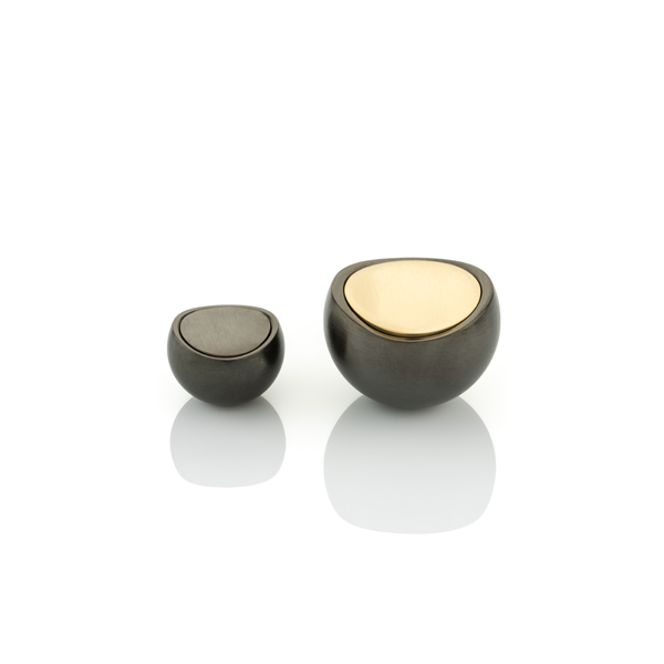 Contour solid brass cabinet pull with inlay