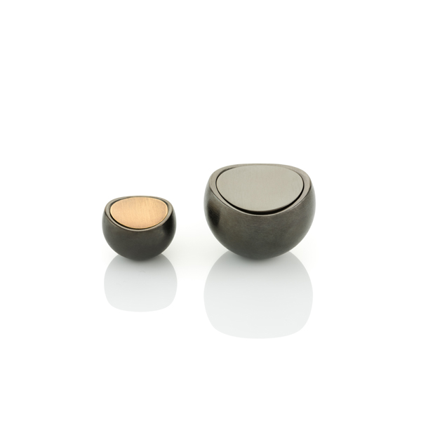 Contour solid brass cabinet pull with inlay
