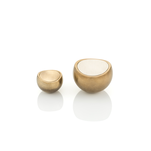 Contour solid brass cabinet pull with inlay