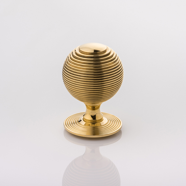Granville solid brass door knob with reeded rose