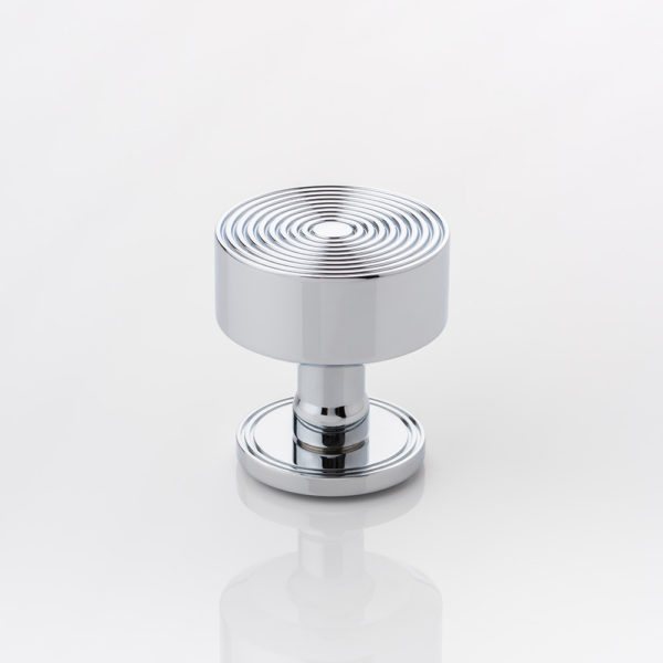 Fowler II solid brass door knob with grooved rose