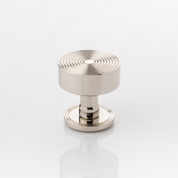 Fowler II solid brass door knob with grooved rose