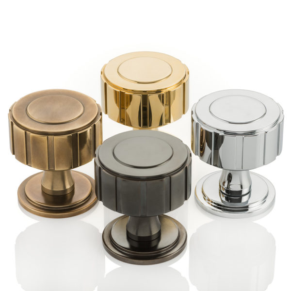 Boyle solid brass door knob with round stepped rose