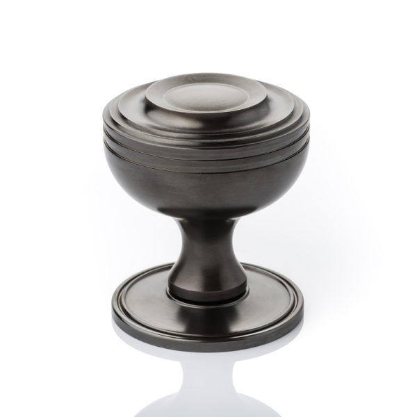 Benedetto solid brass door knob with ridged rose