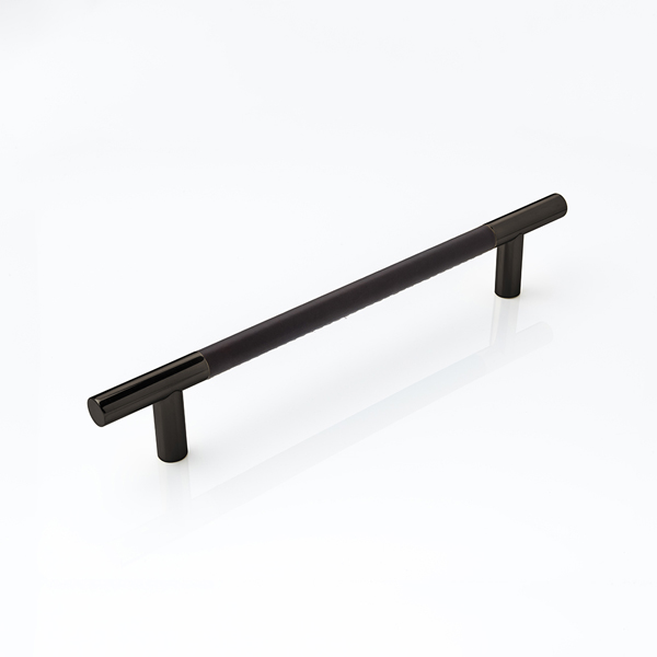 Bedford solid brass door pull with hand stitched leather 