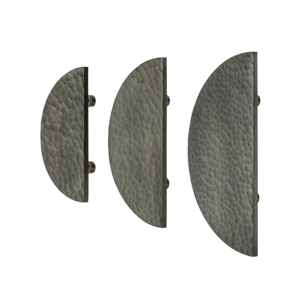 Hammered half moon door pull