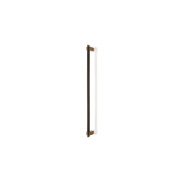 Holmes solid brass door pull with hand stitched leather