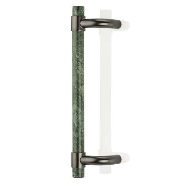 Collett cranked solid brass & marble door pull