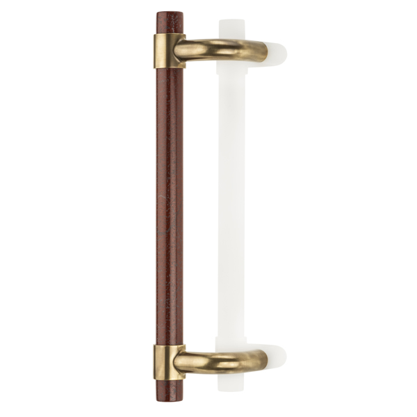 Collett cranked solid brass & marble door pull