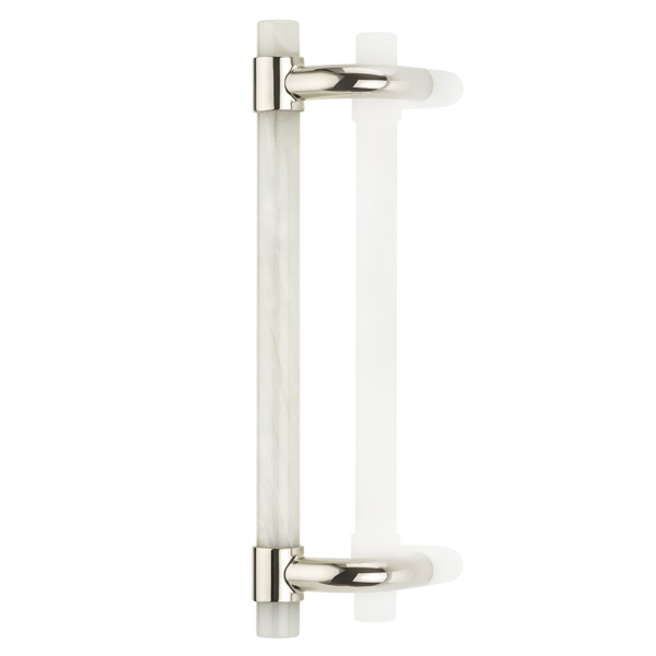 Collett cranked solid brass & marble door pull