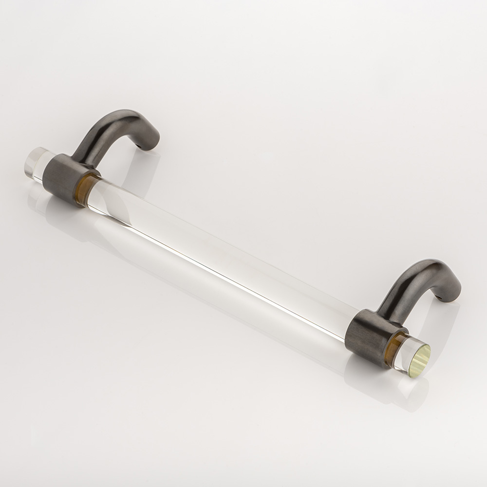 Collett cranked solid brass & glass door pull
