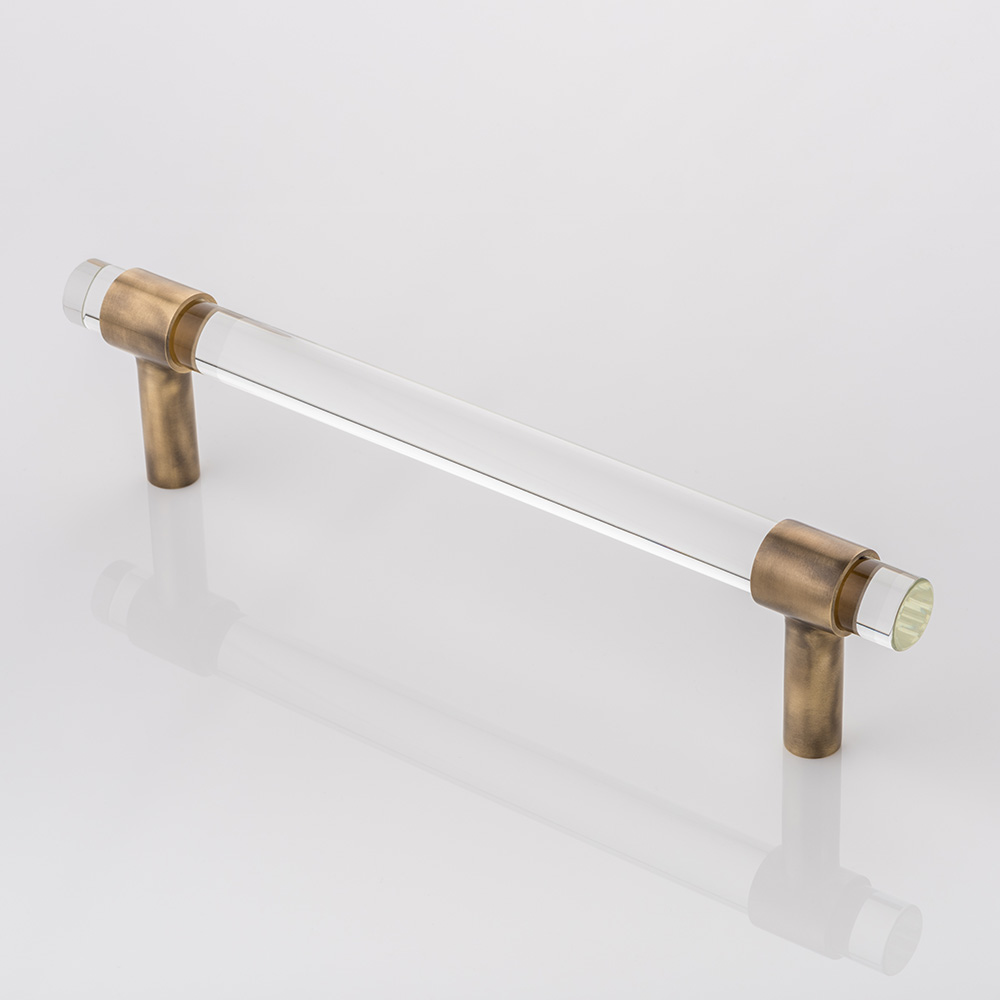 Collett solid brass & glass door pull