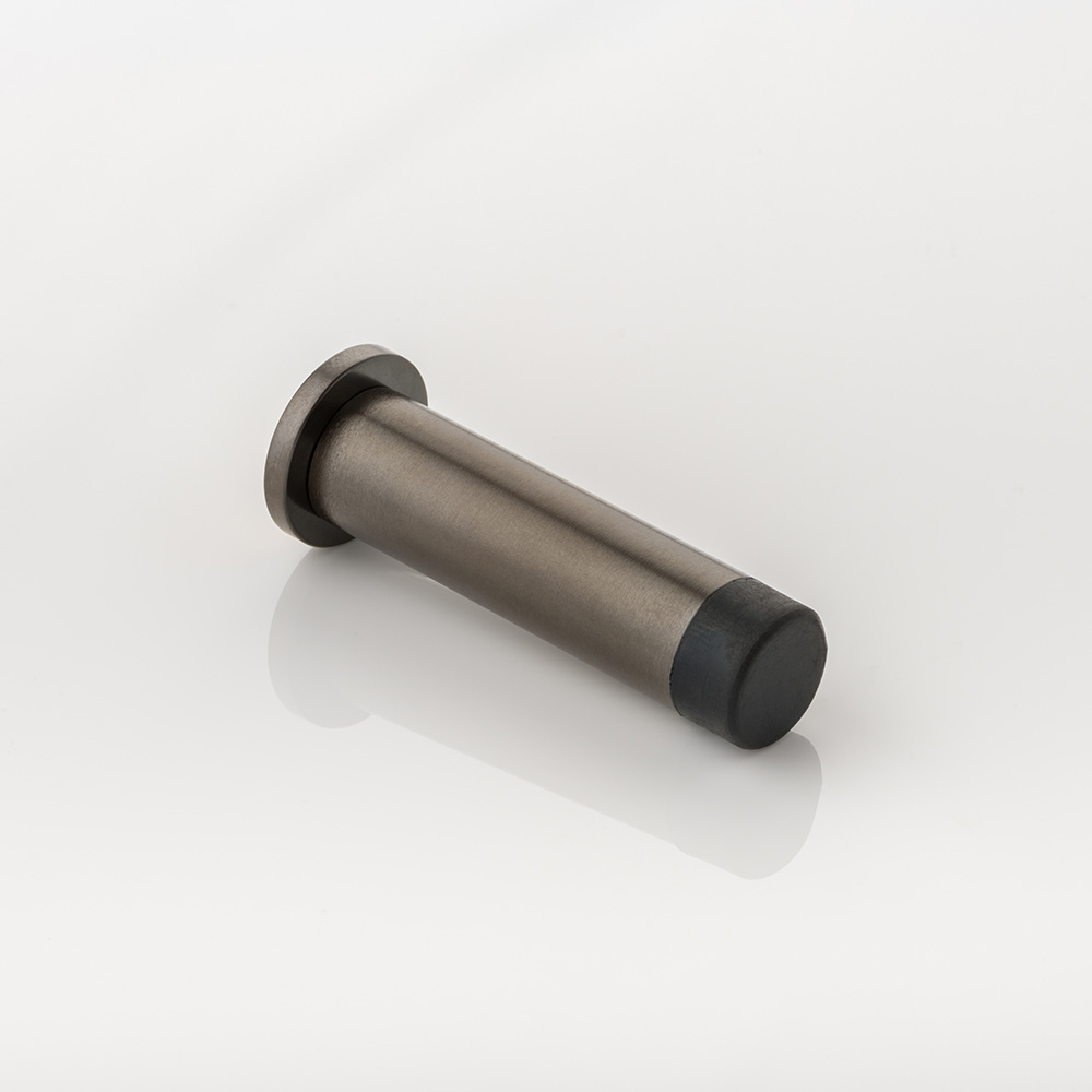 Round solid brass wall-mounted door stopper with stepped plate