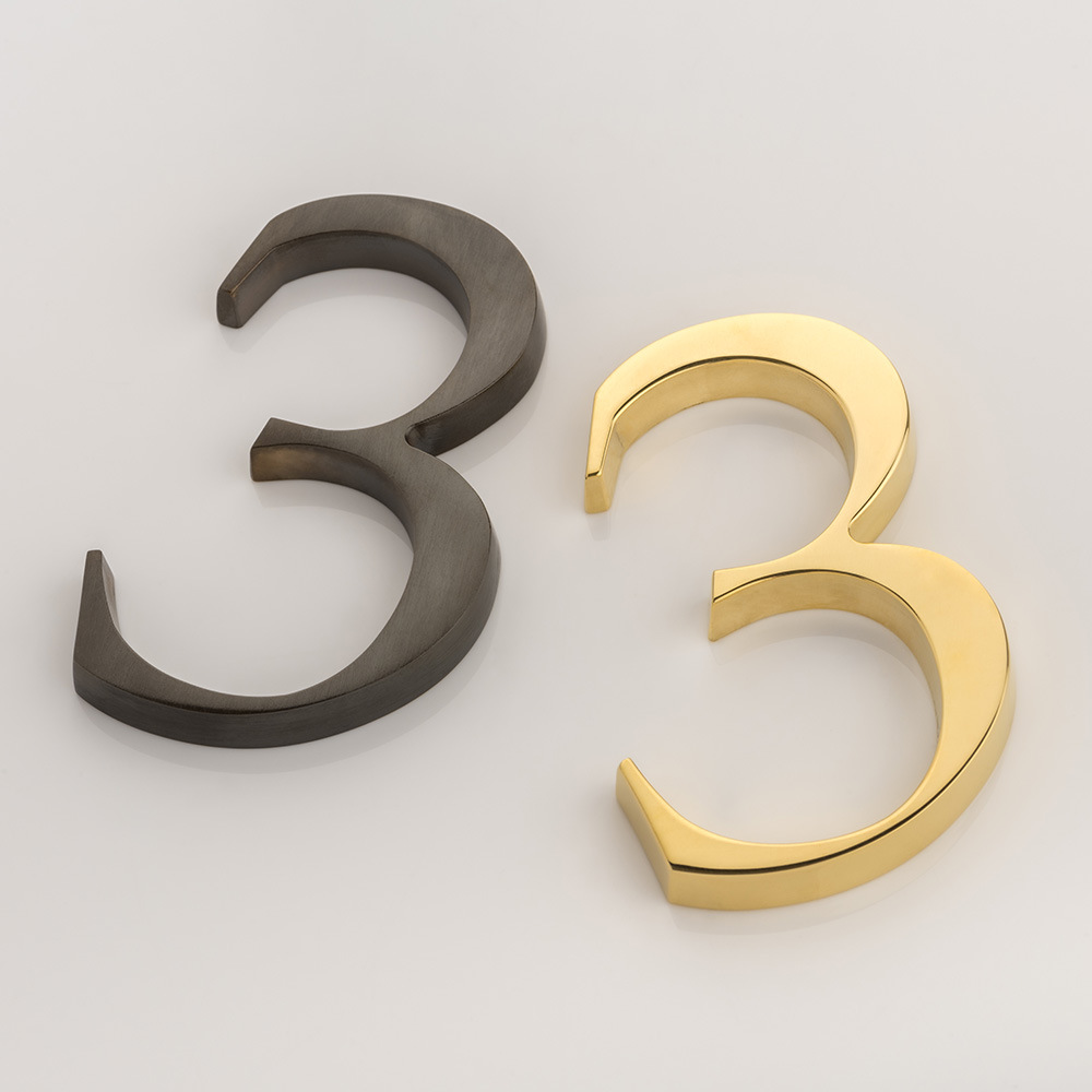 Solid brass numeral (3)