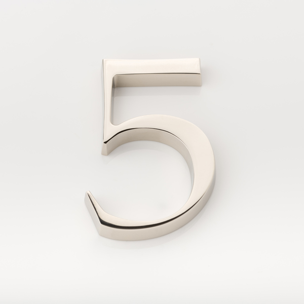 Solid brass numeral (5)
