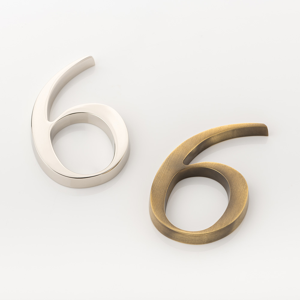 Solid brass numeral (6)