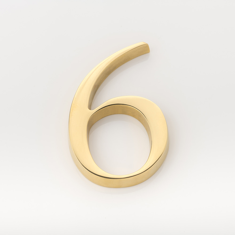 Solid brass numeral (6)
