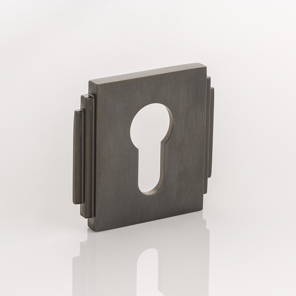 Solid brass euro cylinder profile square edge deco escutcheon