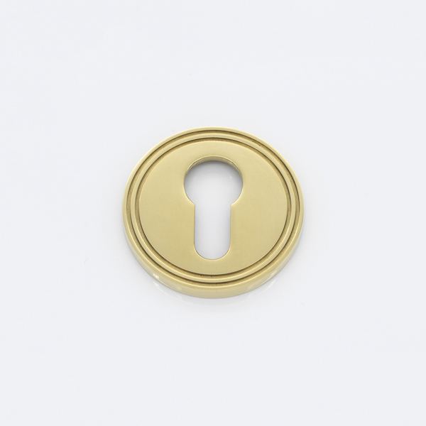 Solid brass euro cylinder profile grooved escutcheon