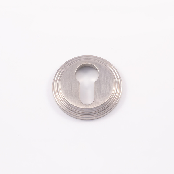 Solid brass euro cylinder profile ridged escutcheon
