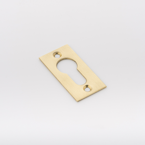 Solid brass euro cylinder profile rectangular escutcheon