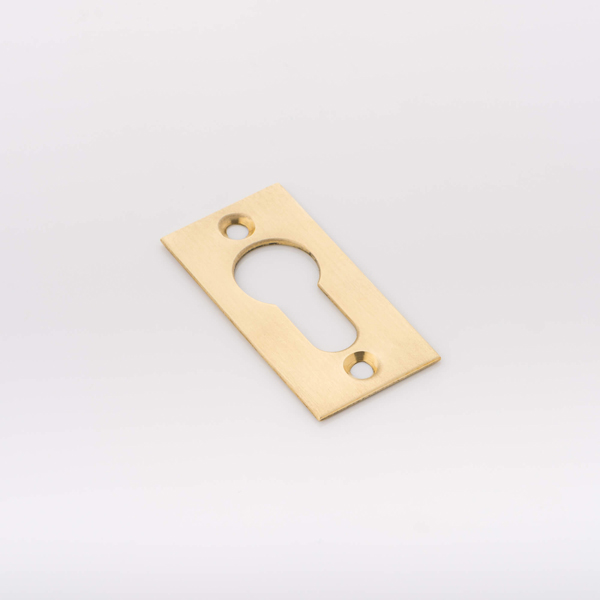 Solid brass euro cylinder profile rectangular escutcheon