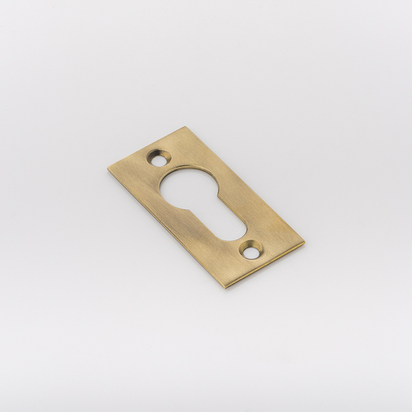 Solid brass euro cylinder profile rectangular escutcheon