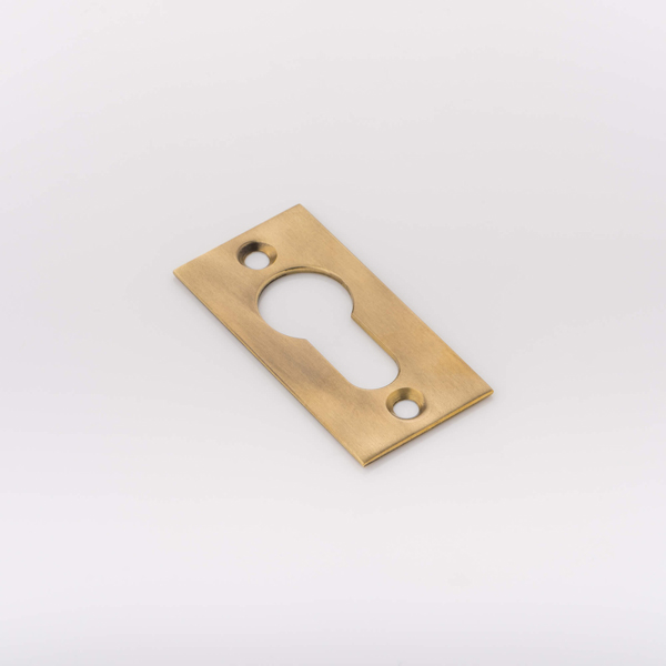 Solid brass euro cylinder profile rectangular escutcheon