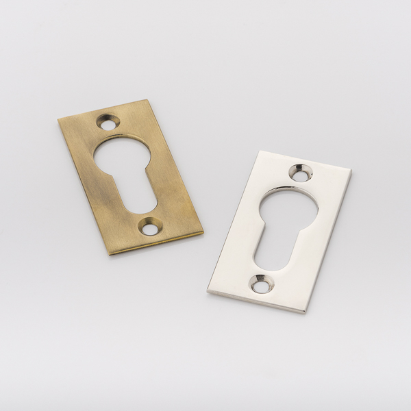 Solid brass euro cylinder profile rectangular escutcheon