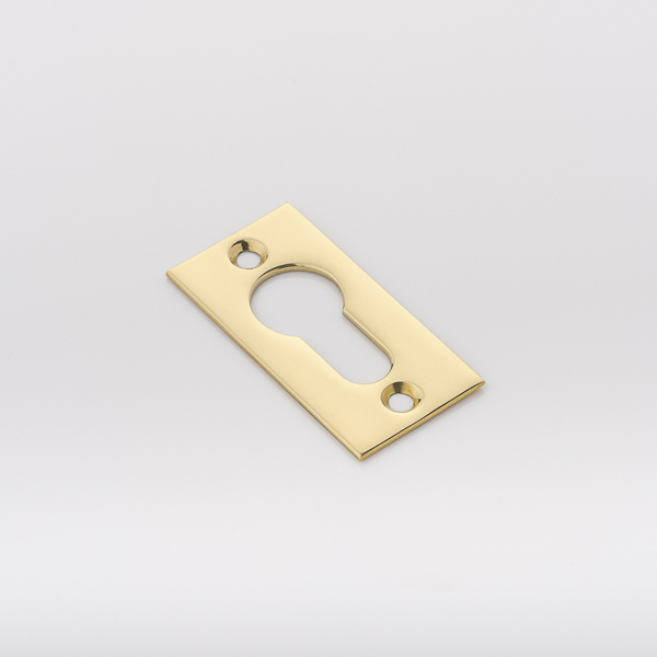 Solid brass euro cylinder profile rectangular escutcheon