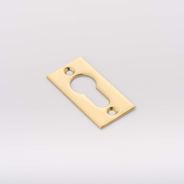 Solid brass euro cylinder profile rectangular escutcheon