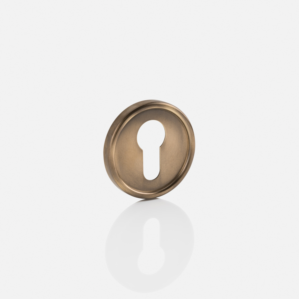 Mount solid brass euro cylinder profile round escutcheon