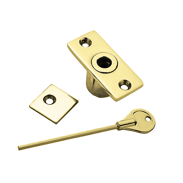 Sash window stop with Nickel key